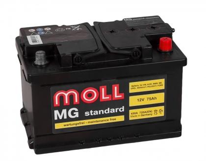 Аккумулятор Moll MG Standard 75 Ач 720A (EN) низкий обратная (-/+)