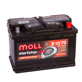 Аккумулятор Moll AGM Start-Stop 70 Ач 760A (EN) обратная (-/+)